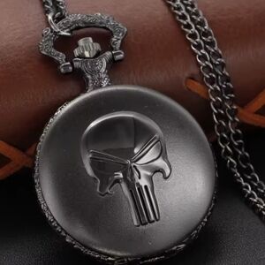 New Black Or Gold Punisher Skull Pocket Watch